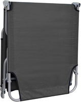 Folding Sunlounger Grey 74.4"x22.8" Powder-Coated Steel Frame Portable Outdoor Chaise Lounge with Adjustable Backrest - Photo 5