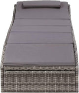 Outdoor Chaise Lounge Folding Grey Rattan Recliner 24.4 x 75.6 x 37.4 in Weather-Resistant Sun Lounger with Dark Grey - Photo 6