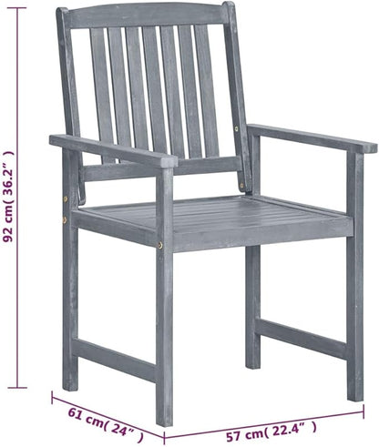 Outdoor Rocking Chairs,Camping Chairs Rocking,Outside Furniture,Balcony Furniture Set,Patio Chairs 8 pcs Solid Acacia Wood Gray