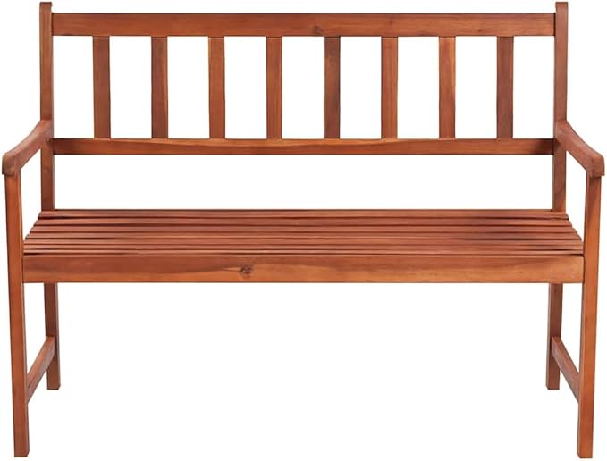 Garden Bench Deck Bench Patio Bench with Cushion 47.2" Solid Acacia Wood