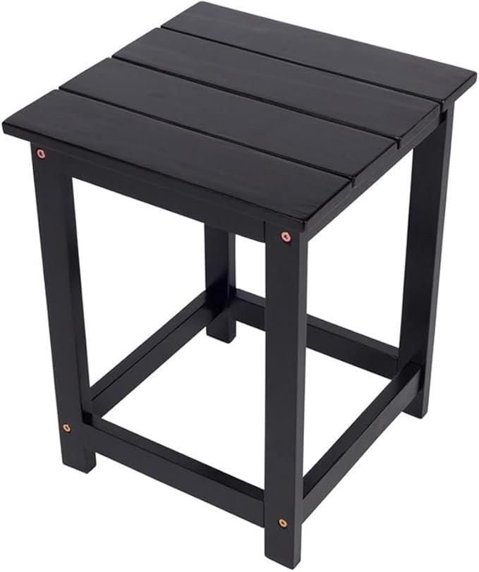 Pemberly Row Modern Acacia Wood Outdoor Patio Side Table, Black Finish, Weather-Resistant Slatted Design, Durable Kiln-Dried Construction, Indoor or Outdoor Use for Patio, Garden, Living Room