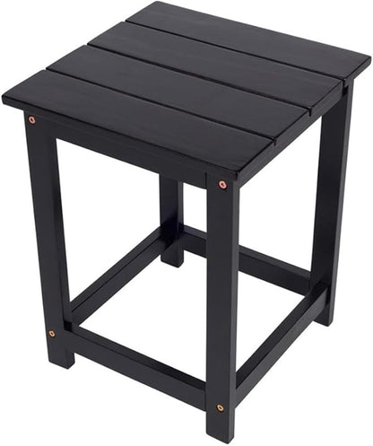 Pemberly Row Modern Acacia Wood Outdoor Patio Side Table, Black Finish, Weather-Resistant Slatted Design, Durable Kiln-Dried Construction, Indoor or Outdoor Use for Patio, Garden, Living Room