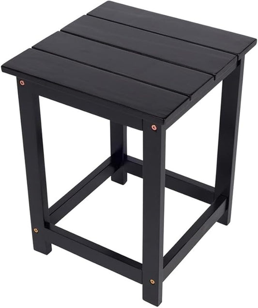 Pemberly Row Modern Acacia Wood Outdoor Patio Side Table, Black Finish, Weather-Resistant Slatted Design, Durable Kiln-Dried Construction, Indoor or Outdoor Use for Patio, Garden, Living Room