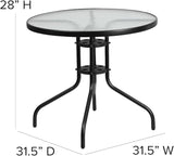 Flash Furniture Bellamy 31.5" Round Indoor/Outdoor Tempered Glass Metal Frame Side Table - Photo 3