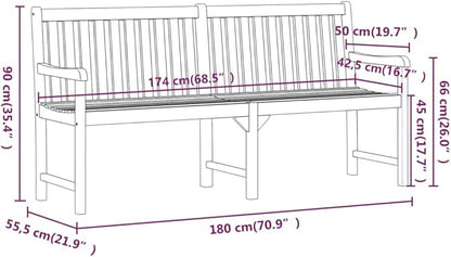 Patio Bench Garden Bench Outdoor Bench for Outdoors Porch Entryway Furniture for Yard 70.9" Solid Acacia Wood