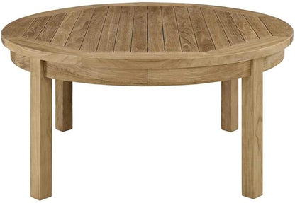 Modway Marina Premium Grade A Teak Wood Outdoor Patio Round Coffee Table in Natural