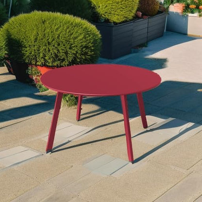 Grand patio Round Steel Patio Coffee Table, Weather Resistant Outdoor Large Side Table, (Red, 1PC)