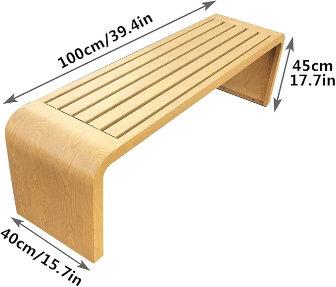 Patio Garden Bench, All-Weather Outdoor Bench, 2-3 Person Seat Backless Front Porch Bench, Outdoor Metal Garden Bench(Wood Color,100cm/39.4in)