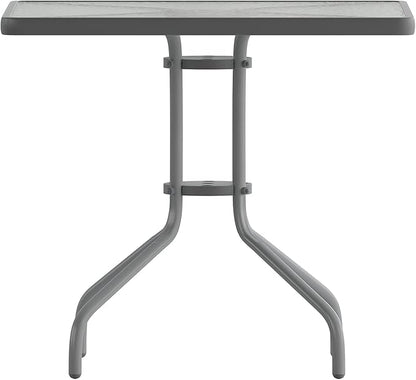 Flash Furniture Barker 31.5'' Square Tempered Glass Metal Table, Silver