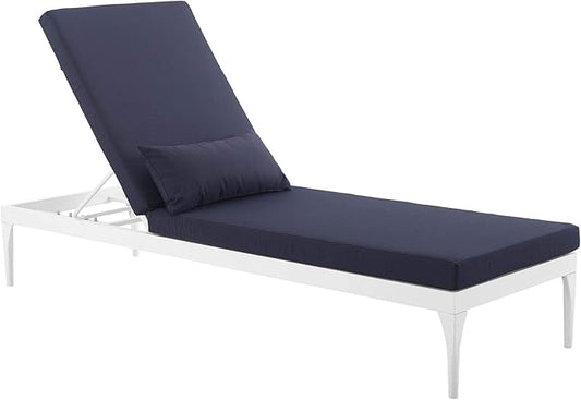 Modway EEI-3301-WHI-NAV Perspective Cushion Outdoor Patio Chaise Lounge Chair in White Navy