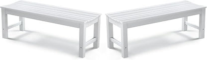 Stoog Outdoor Bench Set of 2, 2-Person Backless Outdoor Benches Weatherproof, Never Rot or Fade, White