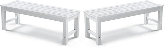 Stoog Outdoor Bench Set of 2, 2-Person Backless Outdoor Benches Weatherproof, Never Rot or Fade, White