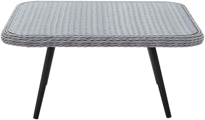 Endeavor Outdoor Patio Wicker Rattan Square Coffee Table in Gray