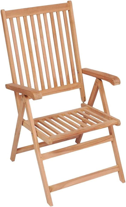 Folding Teak Chairs Set of 4, 28.1x22.4x42.9 in Outdoor Patio Reclining Lounge for Garden Dining, Weather-Ready Reclinable Sun Lounger for Deck Balcony Backyard