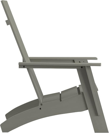Flash Furniture Set of 2 Sawyer Modern 2-Slat Back Adirondack Chairs - Gray All-Weather Poly Resin Lounge Chairs