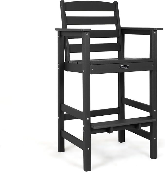 FUNBERRY Bar Height Outdoor Chair, Tall Adirondack Chair, All Weather HDPE Outdoor Bar Chairs for Bistro Patio Balcony