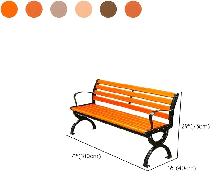LITFAD Wooden Outdoor Bench Garden Bench with Backrest and Armrest Outdoor Furniture Park Bench for Patio, Lawn, Balcony, Yard, Porch - 71 L x 16" W x 29" H, Coffee