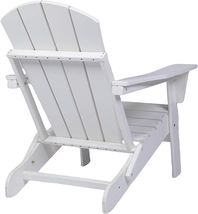 Assembly-free Folding Adirondack Chair, All-Weather Fire Pit Chairs, Oversized All Weather Resistant Outdoor Adirondack Chair for Firepit Area BBQ Beach Deck Garden Lawn Backyard Pool (Antique White)