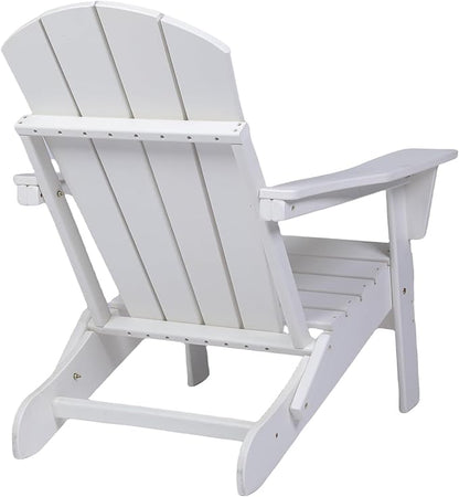 Assembly-free Folding Adirondack Chair, All-Weather Fire Pit Chairs, Oversized All Weather Resistant Outdoor Adirondack Chair for Firepit Area BBQ Beach Deck Garden Lawn Backyard Pool (Antique White)