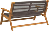 Modern Outdoor Bench, Solid Acacia Wood Garden Furniture Set Grey 48 x 30 x 29 Inches - Photo 6