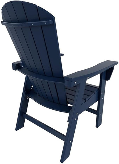 Costaelm Outdoor Adirondack Chair, HDPE Patio Balcony Pool Chair, Modern Front Porch Fire Pit Backyard Chair, Garden Resin Lounge Chair for Outside, Navy Blue
