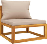 Garden Sofa Set, Taupe Solid Acacia Wood Outdoor Sectional Sofa Unit, Modular Seating for Balcony Backyard - Photo 2