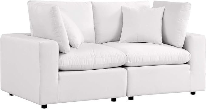 Modway Commix Outdoor Patio Overstuffed Loveseat in White - Photo 1