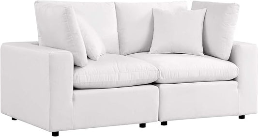Modway Commix Outdoor Patio Overstuffed Loveseat in White