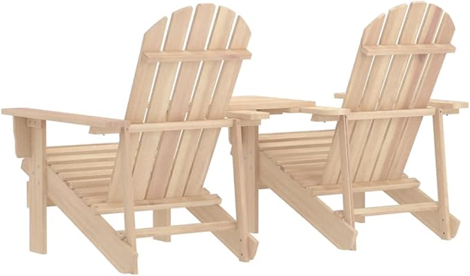 Solid Fir Wood Adirondack Chair Set with Table for Two, Ergonomic Outdoor Seating, Weather-Resistant Garden Furniture - Photo 5