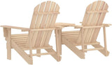 Solid Fir Wood Adirondack Chair Set with Table for Two, Ergonomic Outdoor Seating, Weather-Resistant Garden Furniture - Photo 5