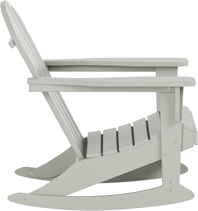 WO WESTIN OUTDOOR HDPE Laguna Outdoor Rocking Poly Adirondack Chair, Sand