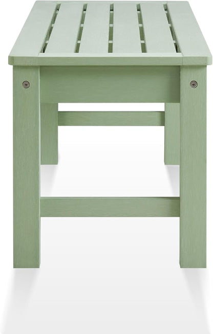 Psilvam 2-Person Outdoor Poly Lumber Patio Backless Bench, Fade-Resistant & Odor-Free Poly Lumber Patio Furniture, Weatherproof, Suitable for Garden, Porch and Park, 700 Lbs Support (2pcs, Green)