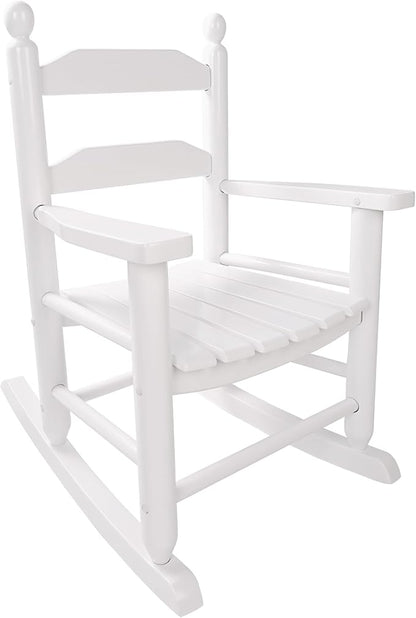 Toddler Rocking Chair Wooden Kids Comfy Recliner Rocker for Ages 3-6 Baby Lounge Chair Indoor Outdoor Children Playroom Anti-Tip Design Safe & Sturdy White