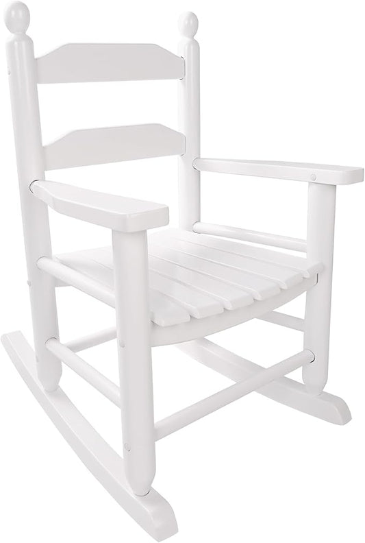 Toddler Rocking Chair Wooden Kids Comfy Recliner Rocker for Ages 3-6 Baby Lounge Chair Indoor Outdoor Children Playroom Anti-Tip Design Safe & Sturdy White