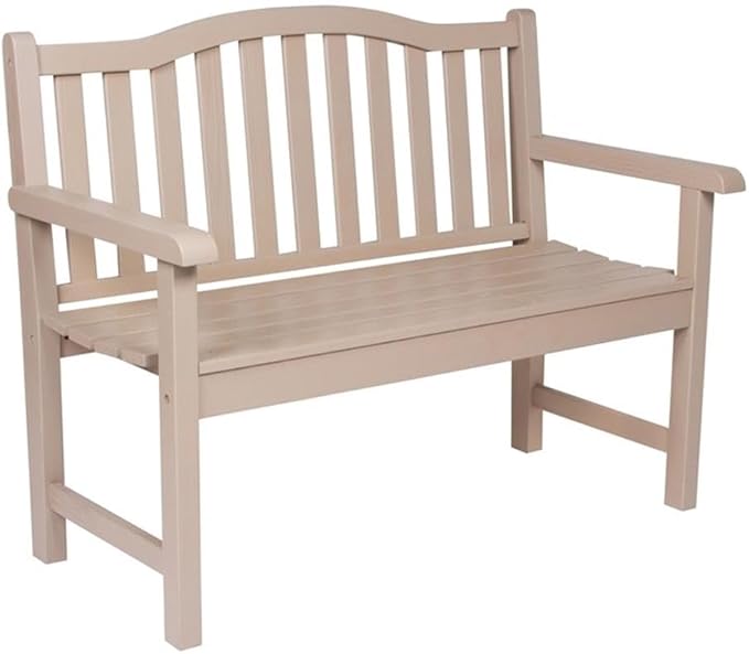 Pemberly Row Traditional Cedar Wood Patio Porch Garden Bench, Gray Finish, 36" H x 22" W x 44.75" D, Durable Kiln-Dried Wood, Low-Maintenance Outdoor or Indoor Seating for Porch, Patio, Backyard or