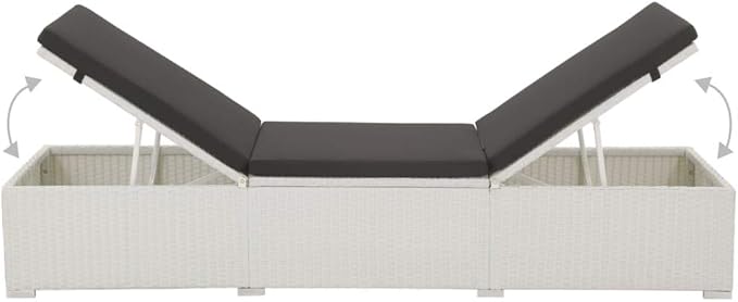 Sun Lounger Hammock Chair,Lounge Chair,Patio Lounge Chairs,Christopher Knight Outdoor Furniture,Outdoor Chaise Lounge,Outdoor Lounge Chairs Set of 2,with Cushion Poly Rattan White