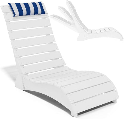 Pool Lounge Chairs, HDPE Adjustable Chaise Chairs with Headrest, Weighted Fade-Resistant Pool Chairs and Lounger for Baja Ledge，Poolside and Deck, White