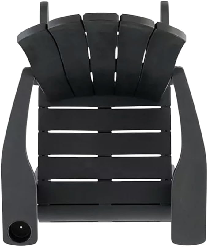 Modern Adirondack Chair with Cup Holder, Outdoor Patio Furniture (Black)