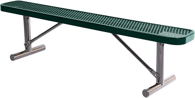 COATEDOUTDOORFURNITURE Heavy-Duty Portable Outdoor Bench Thermoplastic Coated, Expanded Metal, Commercial-Grade Seating, Made in America (Portable Without Back, 6 Ft, Dark Green)