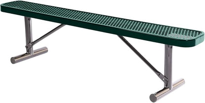 COATEDOUTDOORFURNITURE Heavy-Duty Portable Outdoor Bench Thermoplastic Coated, Expanded Metal, Commercial-Grade Seating, Made in America (Portable Without Back, 6 Ft, Dark Green)