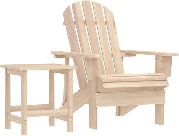 Natural Wood Adirondack Chair Set with Table - Photo 1