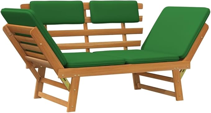 Patio Bench with Cushions, Bench with Backrest, Garden Bench, Park Bench for Patio, Garden, Yard, Lawn,2-in-1 74.8" Solid Acacia Wood