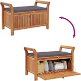 Outdoor Storage Bench with Cushion, Acacia Wood Garden Seat for Patio, Balcony, and Backyard, Weather-Resistant - Photo 10