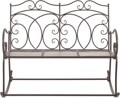 Patio Bench,Garden Bench,Patio Metal Bench Park Bench,with Backrest and Armrests,for Yard Porch Work Entryway,Weather Resistant,40.9" Iron Antique Brown