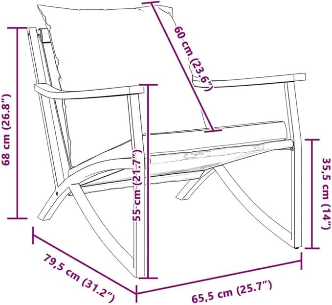 Set of 2 Outdoor Garden Chairs with Cushions, Modern Patio Furniture with Powder-Coated Steel Frame - Photo 3