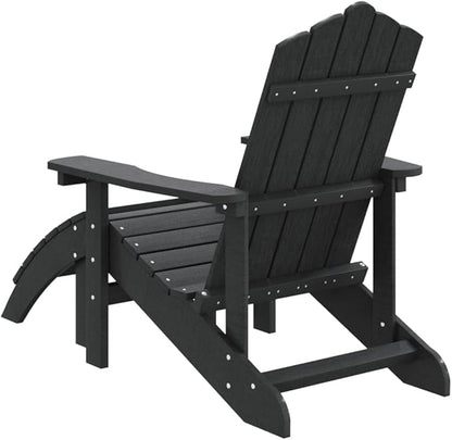 Classic Anthracite Gray Adirondack Chair with Matching Footstool for Patio, Garden, or Balcony | Weather-Resistant UV Protection & Ergonomic Comfort Design