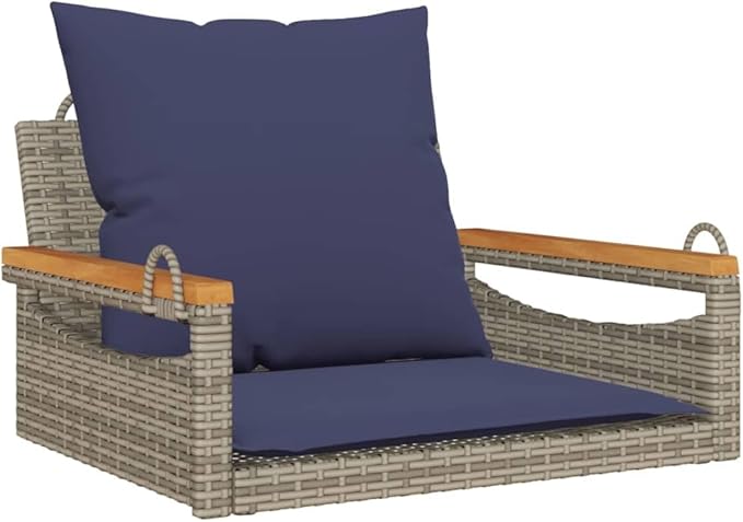 Patio Swing Bench Gray with Comfy Cushions, UV-Resistant Durable Outdoor Furniture for Balcony Garden - Photo 3