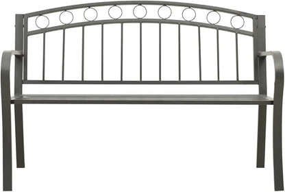 Garden Bench Grey Powder-Coated Steel Garden Seating Patio Bench for Lawn 125 cm / 3-Seater Tough