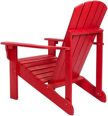 Pemberly Row Cedar Wood Adirondack Chair, Red Finish, 36.25" H x 34.25" W x 26.75" D, Ergonomic Design, Water and UV Resistant, Patio Furniture for Outdoor Relaxation