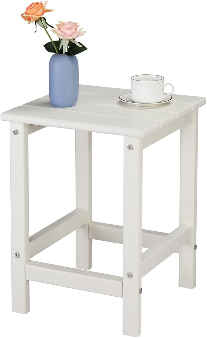 Beach Outdoor Side Table with 2 Layer Storage, Plastic Waterproof and UV Resistant HDPE Adirondack Coffee End Tables - Photo 5